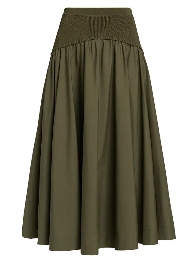Women's Ovie Cotton Midi-Skirt - Fern