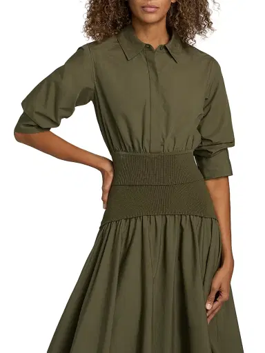 Simkhai Women's Stiles Cotton Crop Shirt - Fern - Size Small | Thumbnail 3 Simkhai Women's Stiles Cotton Crop Shirt - Fern - Size Small | Thumbnail 3