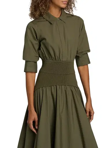 Simkhai Women's Stiles Cotton Crop Shirt - Fern - Size Small | Thumbnail 4 Simkhai Women's Stiles Cotton Crop Shirt - Fern - Size Small | Thumbnail 4