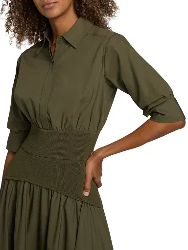 Simkhai Women's Stiles Cotton Crop Shirt - Fern - Size Small | Thumbnail 6 Simkhai Women's Stiles Cotton Crop Shirt - Fern - Size Small | Thumbnail 6
