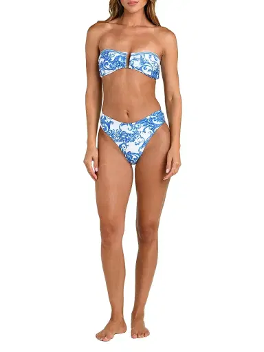 L'AGENCE Women's Baroque Krysta Printed Bandeau Bikini Top - Blue | Thumbnail 2