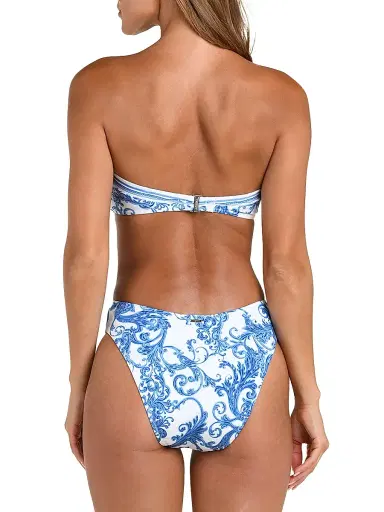L'AGENCE Women's Baroque Krysta Printed Bandeau Bikini Top - Blue | Thumbnail 4