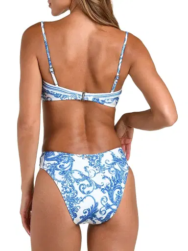 L'AGENCE Women's Baroque Krysta Printed Bandeau Bikini Top - Blue | Thumbnail 6