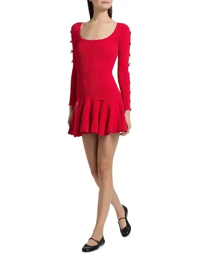 LoveShackFancy Women's Seychelle Rib-Knit Sheath Minidress - Candy Apple | Thumbnail 2 LoveShackFancy Women's Seychelle Rib-Knit Sheath Minidress - Candy Apple | Thumbnail 2