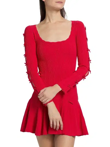 LoveShackFancy Women's Seychelle Rib-Knit Sheath Minidress - Candy Apple | Thumbnail 3 LoveShackFancy Women's Seychelle Rib-Knit Sheath Minidress - Candy Apple | Thumbnail 3
