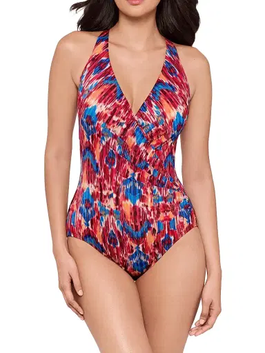 Miraclesuit Swim Women's Ikat Dorado Wrapsody Printed Swimsuit - Size 16 | Thumbnail 2 Miraclesuit Swim Women's Ikat Dorado Wrapsody Printed Swimsuit - Size 16 | Thumbnail 2