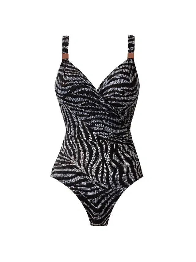 Miraclesuit Swim Women's Zirconic Siren Zebra-Print One-Piece Swimsuit - Black White