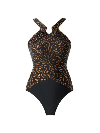Miraclesuit Swim Women's Costa D'oro Aphrodite Patterned Swimsuit - Black - Size 16 | Thumbnail 1