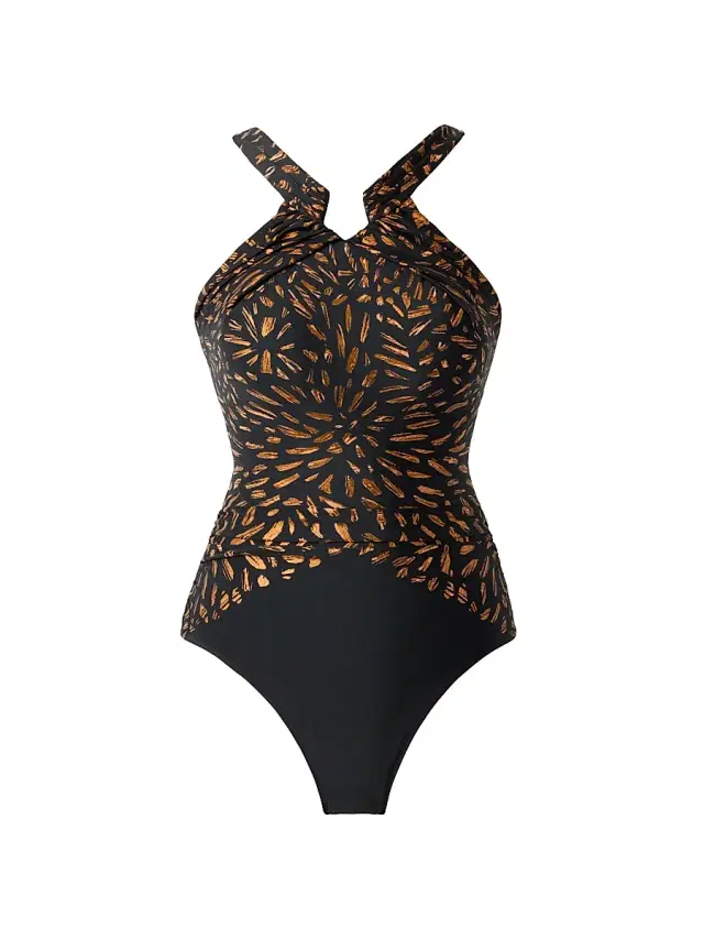 Women's Costa D'oro Aphrodite Patterned Swimsuit - Black