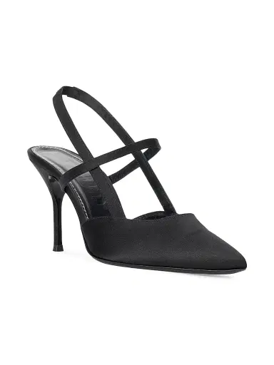 Staud Women's Sebastian 90MM Satin Slingback Pumps - Black Satin - Size 11 | Thumbnail 2