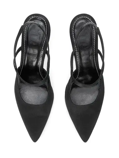 Staud Women's Sebastian 90MM Satin Slingback Pumps - Black Satin - Size 11 | Thumbnail 4