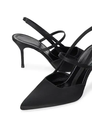 Staud Women's Sebastian 90MM Satin Slingback Pumps - Black Satin - Size 11 | Thumbnail 5