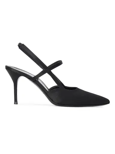 Staud Women's Sebastian 90MM Satin Slingback Pumps - Black Satin - Size 11 | Thumbnail 1