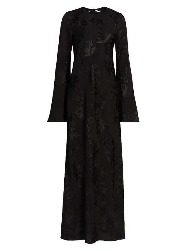 Hemant & Nandita Women's Aura Jacquard Back-Tie Maxi Dress - Black