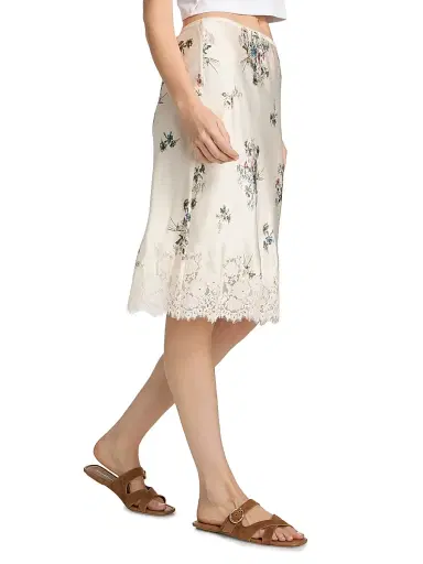 DÔEN Women's Elowette Lace-Trim Floral Silk Midi-Skirt - Primrose Bouquet - Size Large | Thumbnail 4 DÔEN Women's Elowette Lace-Trim Floral Silk Midi-Skirt - Primrose Bouquet - Size Large | Thumbnail 4