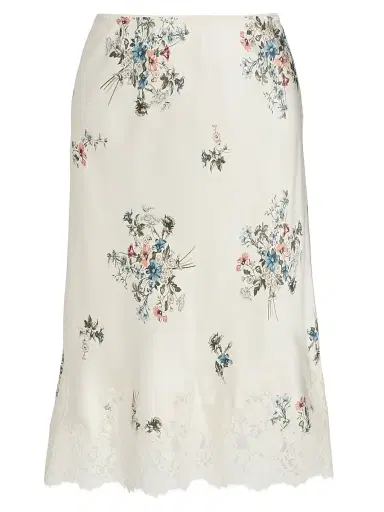 DÔEN Women's Elowette Lace-Trim Floral Silk Midi-Skirt - Primrose Bouquet - Size Large | Thumbnail 1 DÔEN Women's Elowette Lace-Trim Floral Silk Midi-Skirt - Primrose Bouquet - Size Large | Thumbnail 1
