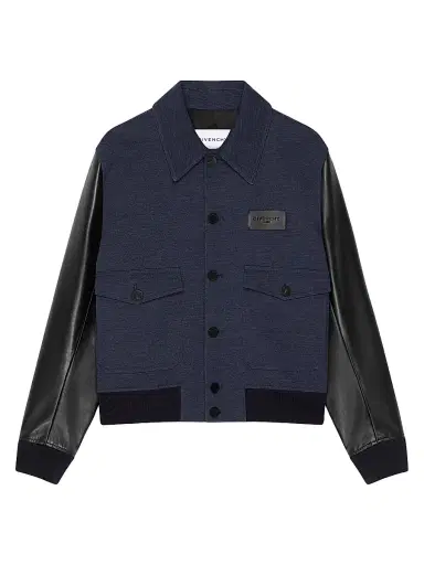 Givenchy Men's Mix Material Aviator Blouson Jacket - Black | Thumbnail 1 Givenchy Men's Mix Material Aviator Blouson Jacket - Black | Thumbnail 1