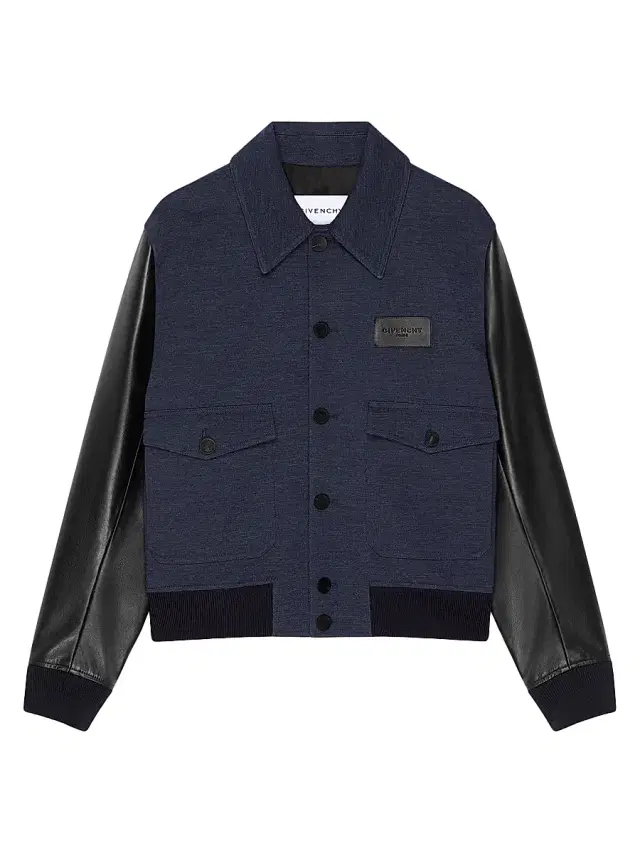 Men's Mix Material Aviator Blouson Jacket - Black