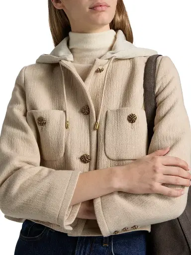 Ba&sh Women's Merry Hooded Jacket - Ecru - Size Medium | Thumbnail 7 Ba&sh Women's Merry Hooded Jacket - Ecru - Size Medium | Thumbnail 7