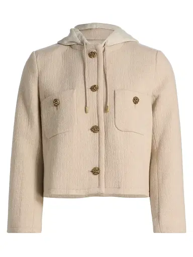 Ba&sh Women's Merry Hooded Jacket - Ecru - Size Medium | Thumbnail 1 Ba&sh Women's Merry Hooded Jacket - Ecru - Size Medium | Thumbnail 1