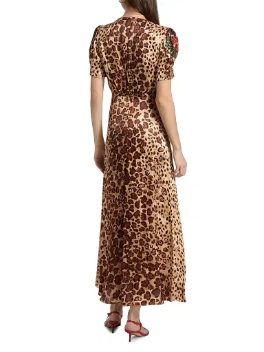 Saloni Women's Lea Floral Cheetah-Printed Midi-Dress | Thumbnail 5