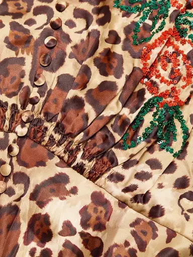 Saloni Women's Lea Floral Cheetah-Printed Midi-Dress | Thumbnail 7