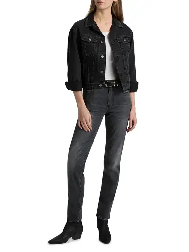 BLK DNM Women's High-Rise Slim-Straight Jeans - Vintage Black - Size 31 | Thumbnail 2