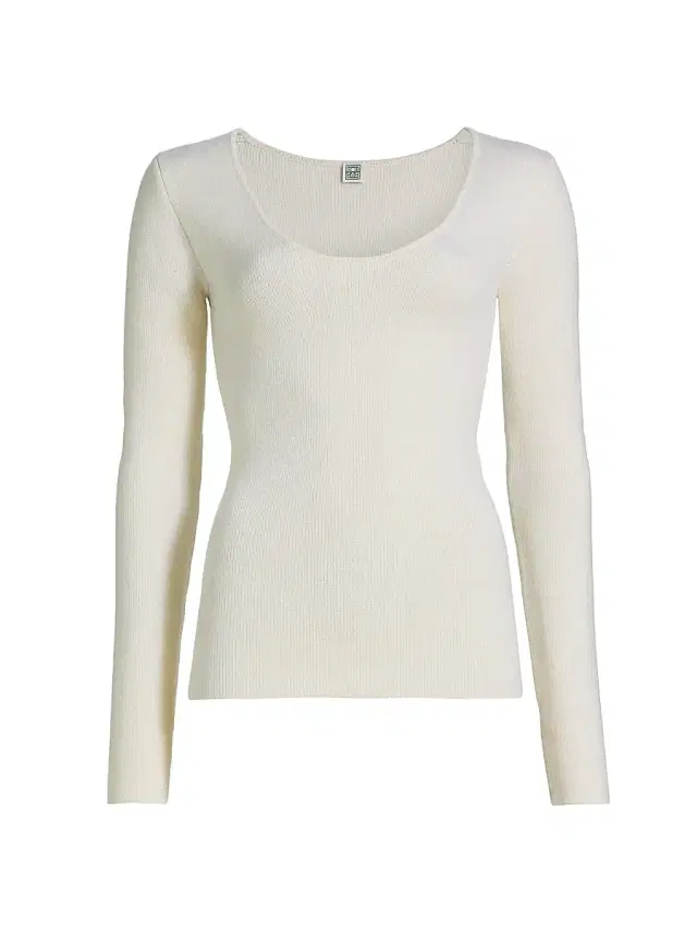 Women's Scoopneck Merino Wool-Blend Top - Ecru