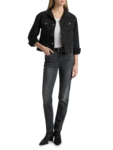 BLK DNM Women's Classic Denim Jacket - Dark Vintage Black - Size 6 | Thumbnail 2