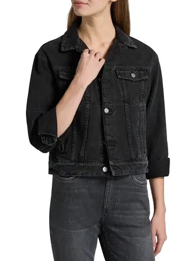 BLK DNM Women's Classic Denim Jacket - Dark Vintage Black - Size 6 | Thumbnail 3