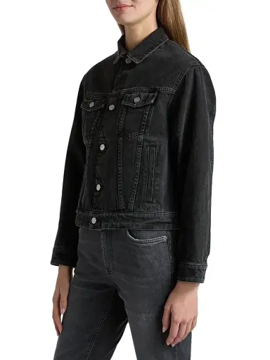 BLK DNM Women's Classic Denim Jacket - Dark Vintage Black - Size 6 | Thumbnail 4