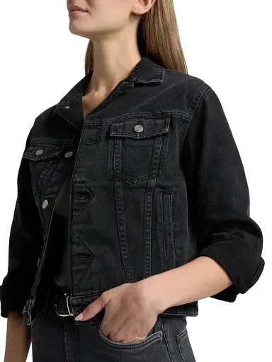 BLK DNM Women's Classic Denim Jacket - Dark Vintage Black - Size 6 | Thumbnail 6