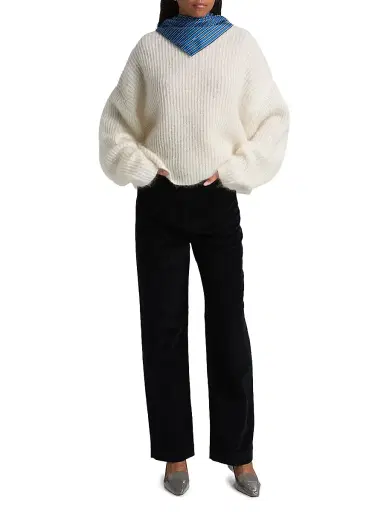 Toteme Women's Oversized Rib-Knit Mohair-Blend Sweater - Ecru | Thumbnail 2 Toteme Women's Oversized Rib-Knit Mohair-Blend Sweater - Ecru | Thumbnail 2