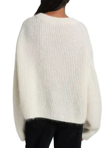 Toteme Women's Oversized Rib-Knit Mohair-Blend Sweater - Ecru | Thumbnail 5 Toteme Women's Oversized Rib-Knit Mohair-Blend Sweater - Ecru | Thumbnail 5