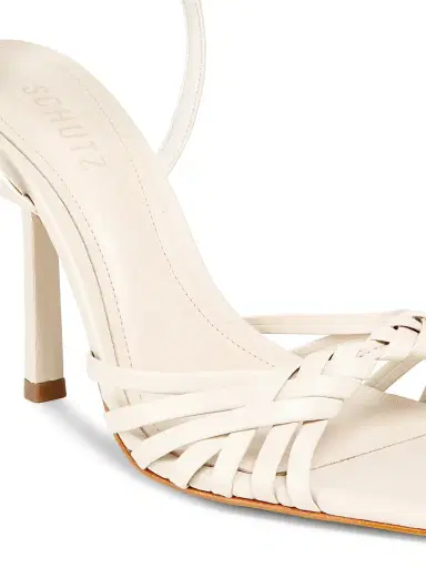 Schutz Women's Tara 0MM Crisscross Leather Stiletto Sandals - Sugar White | Thumbnail 5 Schutz Women's Tara 0MM Crisscross Leather Stiletto Sandals - Sugar White | Thumbnail 5