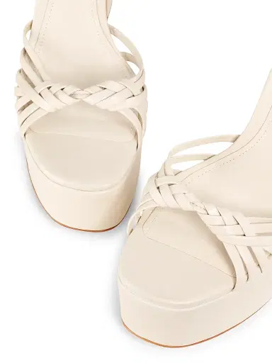 Schutz Women's Tara 125MM Leather Platform Sandals - Sugar White - Size 9 | Thumbnail 4