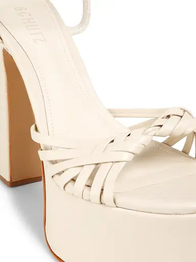 Schutz Women's Tara 125MM Leather Platform Sandals - Sugar White - Size 9 | Thumbnail 5