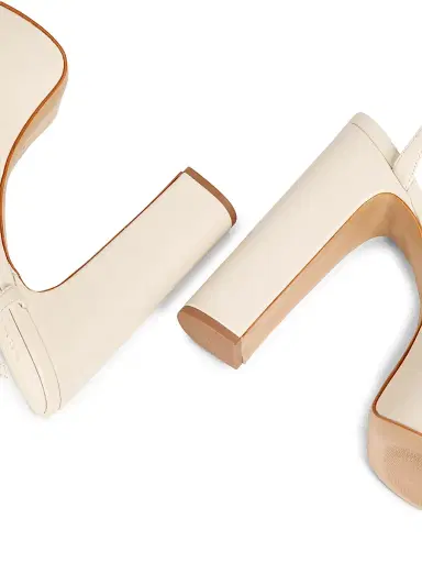 Schutz Women's Tara 125MM Leather Platform Sandals - Sugar White - Size 9 | Thumbnail 6