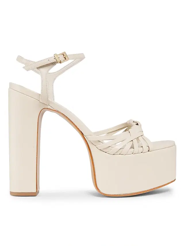 Schutz Women's Tara 125MM Leather Platform Sandals - Sugar White