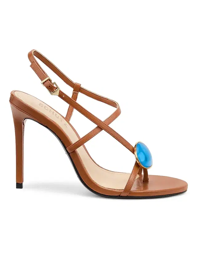 Schutz Women's Azure 100MM Leather Stiletto Sandals - Miele