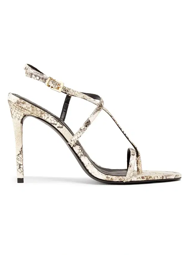 Schutz Women's Azure 100MM Snake-Embossed Leather Sandals - Platina Snake