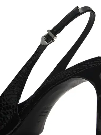 Schutz Women's Paola 90MM Snake-Embossed Leather Slingback Pumps - Black | Thumbnail 6 Schutz Women's Paola 90MM Snake-Embossed Leather Slingback Pumps - Black | Thumbnail 6
