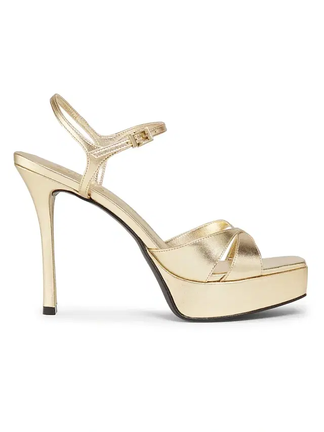 Schutz Women's Maxine 120MM Metallic Leather Platform Sandals - Platina