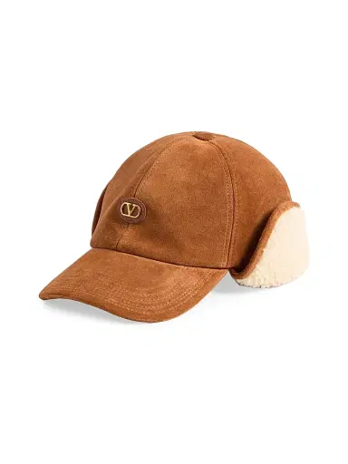 Valentino Garavani Men's VLogo Signature Baseball Cap in Suede and Sheepskin - Brown - Size Medium | Thumbnail 2