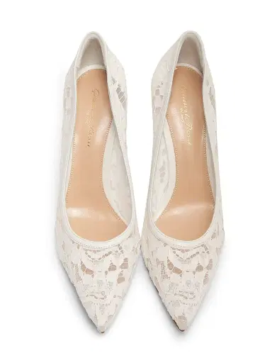 Gianvito Rossi Women's Claudia 85MM Lace Pumps - White - Size 11 | Thumbnail 4