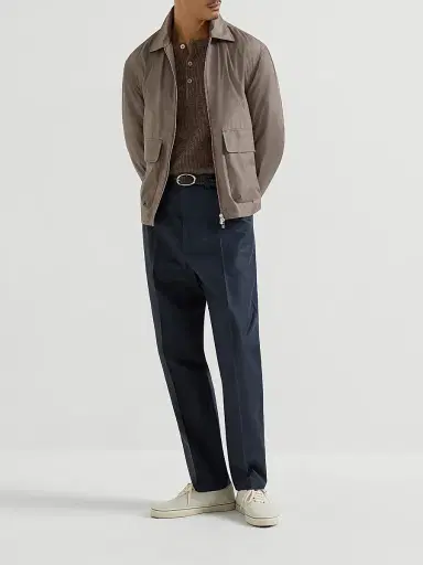Brunello Cucinelli Men's Cotton and Linen Panama Trousers - Navy Blue - Size 48 | Thumbnail 6