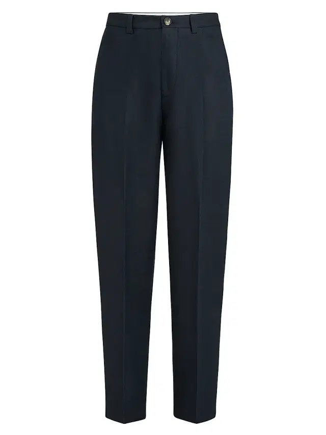Brunello Cucinelli Men's Cotton and Linen Panama Trousers - Navy Blue