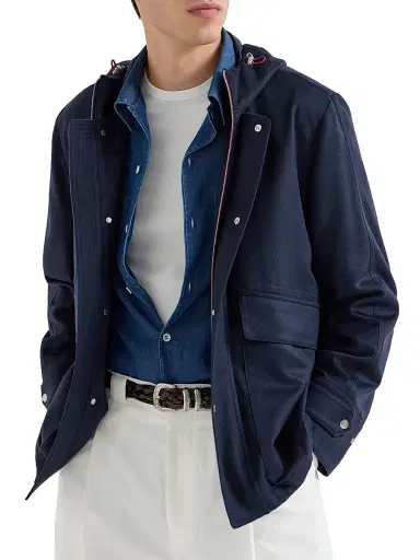 Brunello Cucinelli Men's Lightweight Cashmere Flannel Parka - Blue - Size 42 | Thumbnail 5 Brunello Cucinelli Men's Lightweight Cashmere Flannel Parka - Blue - Size 42 | Thumbnail 5