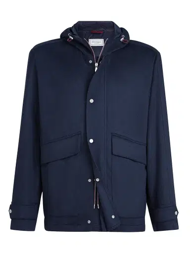 Brunello Cucinelli Men's Lightweight Cashmere Flannel Parka - Blue - Size 42 | Thumbnail 1 Brunello Cucinelli Men's Lightweight Cashmere Flannel Parka - Blue - Size 42 | Thumbnail 1