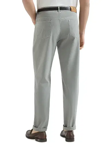 Brunello Cucinelli Men's Garment Dyed Five Pocket Jeans In Twisted Cotton Gabardine - Khaki - Size 48 | Thumbnail 3